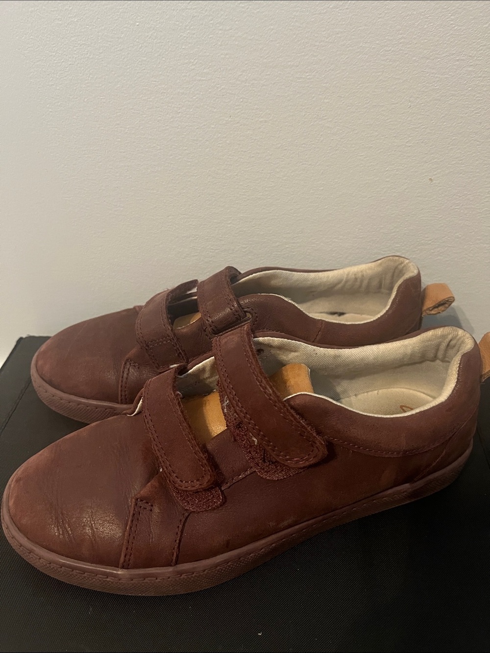 Clarks Brown Leather Kids' Velcro Sneakers
